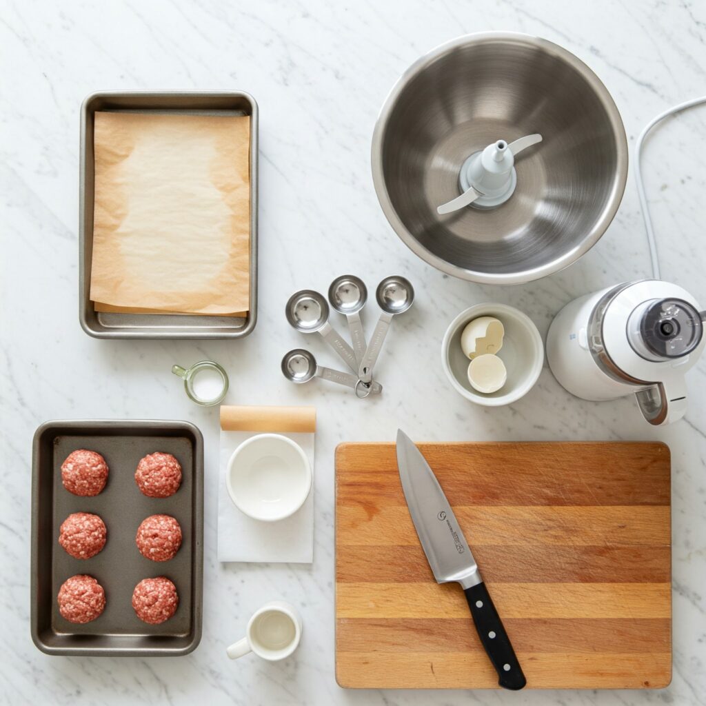 Essential cooking equipment for meatball preparation