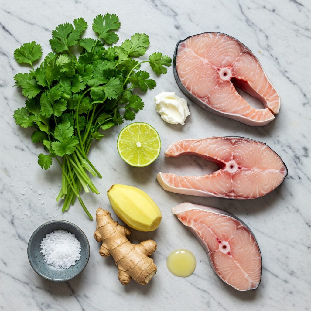 Raw ingredients for paleo swordfish recipe