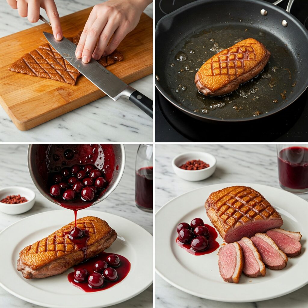 Step-by-step duck breast cooking process