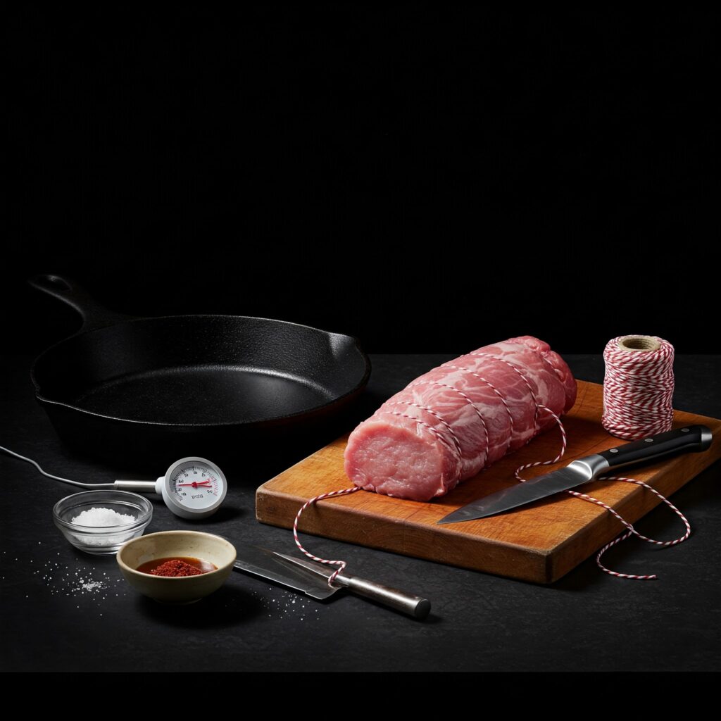 Essential cooking equipment for pork tenderloin recipe