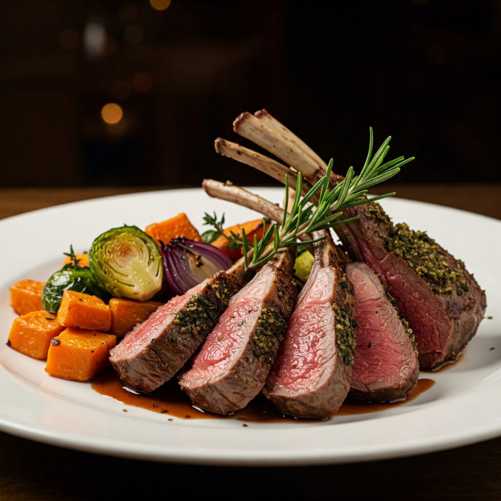 Herb-Crusted Rack of Lamb with Roasted Vegetables