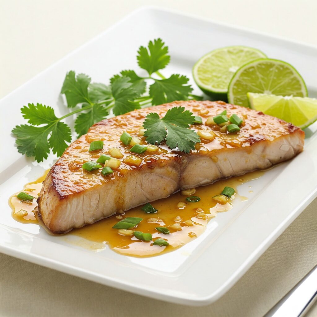 Paleo swordfish steak with ginger-lime glaze