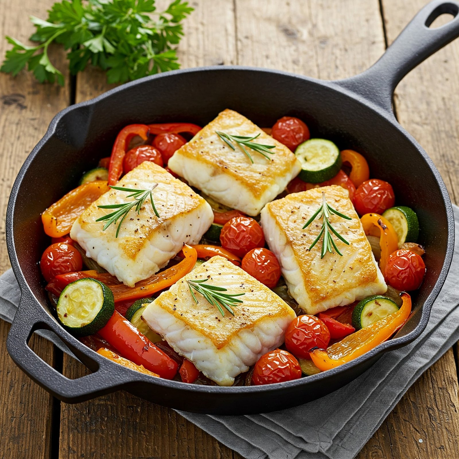 Mediterranean Cod and Vegetable Skillet - DineDishDigest