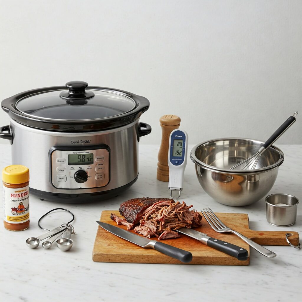 Essential kitchen equipment for making slow cooker pulled pork