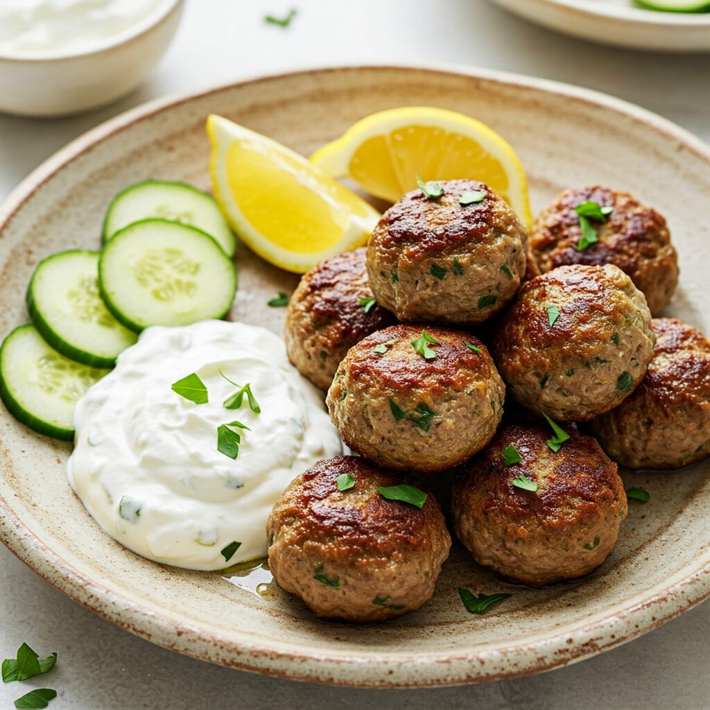 Greek lamb meatballs with tzatziki sauce