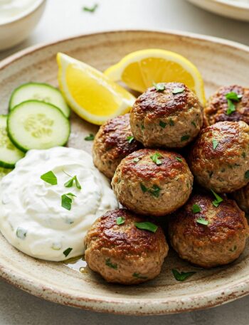 Greek lamb meatballs with tzatziki sauce