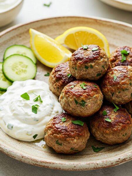 Greek lamb meatballs with tzatziki sauce